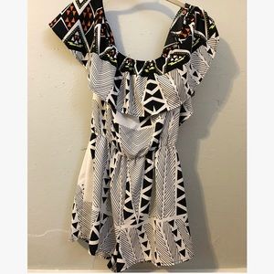 E. Leigh’s Boutique Aztec off the shoulder Romper